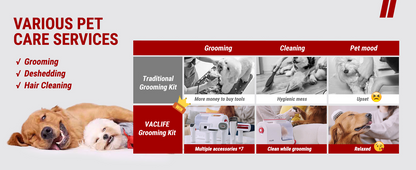 Kit Toelettatura Multifunzione con Aspirapolvere per Cani e Gatti